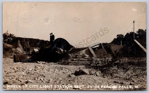K39/ Fergus Falls Minnesota RPPC Postcard c1910 City Light Station Ruins 460 - Picture 1 of 2