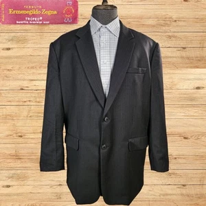 Ermenegildo Zegna Trofeo Suit Jacket Mens 56R Chevron Charcoal Classic - Picture 1 of 6