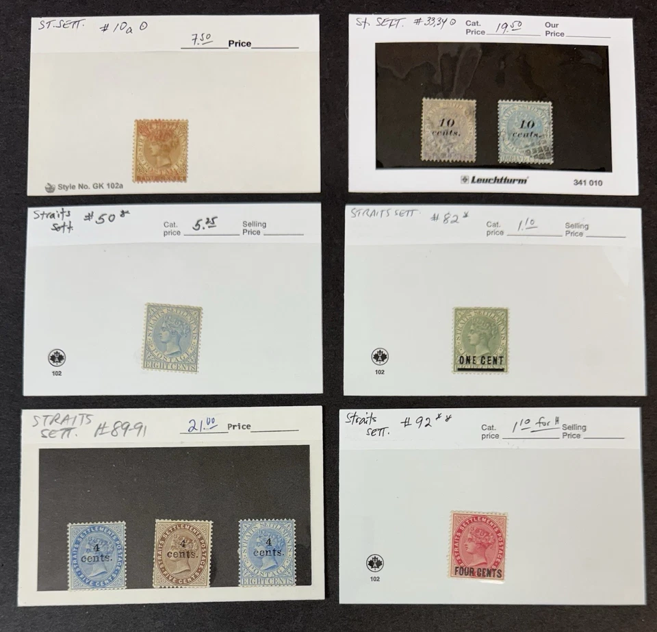 Straits Settlements, Mint & Used on 102 Cards, Total Scott Cat. Val: 263.00 - Image 1 of 3