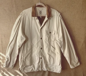 VTG Banana Republic Field Jacket Chore Coat Mens Sz L Leather Corduroy Trim - Picture 1 of 8