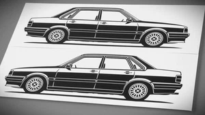 Pegatina Audi 80 B2 Facelift Silhouette Audi 80 Silhouette negra nueva - Imagen 1 de 21