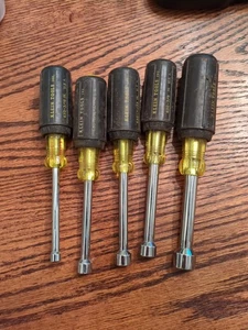 Set Of 5 - KLEIN TOOLS USA 630 Nut Driver - 3/16, 5/16, 11/32, 3/8, 1/2 - Picture 1 of 6