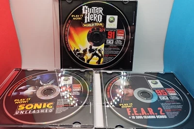 Lot Of 3 Official Xbox 360 Magazine Demo Discs #91 94 95 Guitar Hero Sonic FEAR2 - Image 1 of 4