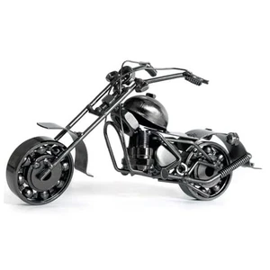 Iron Motorcycle Statue - Metal Figurine Sculpture for Office & Home Black a - Picture 1 of 6