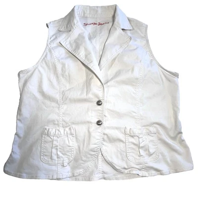 Squeeze Jeans Vest Womens 22 White Front Pockets Casual Vintage 90s' Y2K Grunge - Image 1 of 4