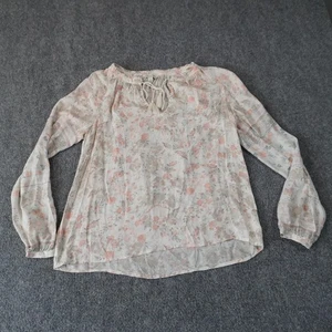 Lucky Brand Floral Print Blouse Top, Bohemian Boho Long Sleeve, Womens Small - Picture 1 of 8