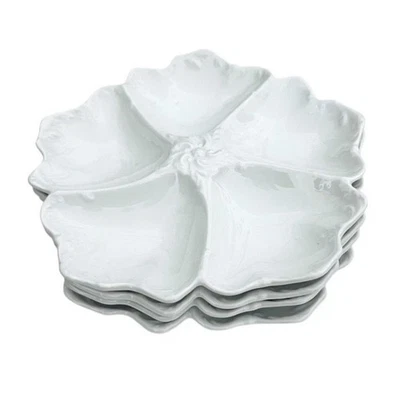 "Juego de 4 platos de ostras de porcelana blanca T&V Limoges Tressemanes & Vogt 8"" Francia" Foto 1 de 4