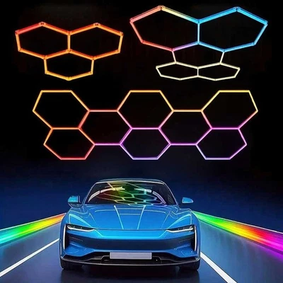Luzes hexagonais de garagem RGBW LED luz de favo de mel luz de alto brilho para garagem - Imagem 1 de 4