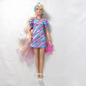 Barbie Totally Hair Fashion Doll Blonde Blue Purple Extra Long Hair - Picture 1 of 10