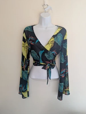 Victoria's Secret Swim Cover up Wrap Sheer Top Size XS Tropical print  - Image 1 of 4