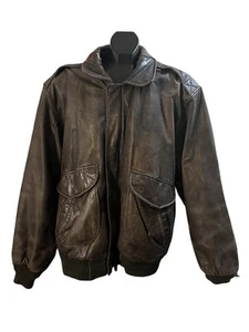 Vintage Hunt Club Distressed Leather Bomber Jacket – Size L - Picture 1 of 19