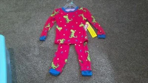 New Toddler and Big Boys 2 piece Pajama set Holiday Christmas Dinosaurs 18m - Picture 1 of 1
