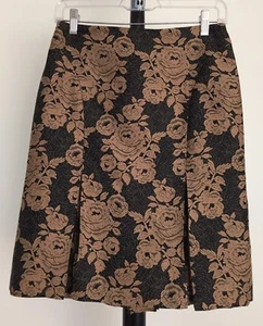Ann Taylor Petites size 2P lined silk wool skirt A line w pleats black and beige - Bild 1 von 1