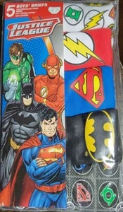 NWT Boy's Size 4 Briefs JUSTICE LEAGUE Underwear 5 Pack 100% Combed Cotton - Picture 1 of 5