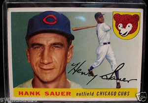 1955 Topps HANK SAUER #45 Baseball Card-VG/EX Condition-CHICAGO CUBS - Picture 1 of 2