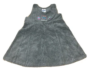 Vintage Oshkosh Girls Overall Romper Skirt Gray Corduroy USA Size 4 - Picture 1 of 6