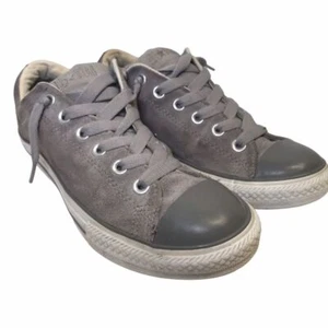 Converse All Star Gray Suede size 6 gender Junior low top lace up shoe sneaker - Picture 1 of 14