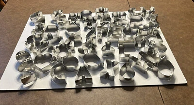 46 Metal Aluminum 3” Assorted Cookie Cutters Letters Numbers  Shapes - Image 1 of 4