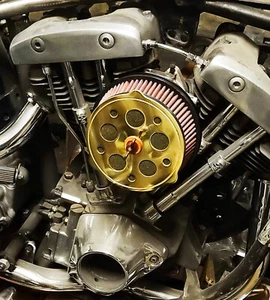 FILTRO FILTRO DE AIRE PERFORADO LATÓN MACIZO S&S SHORTY E G CARB HARLEY BOBBER CHOPPER - Imagen 1 de 6