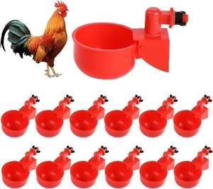 12PCS Chicken Automatic Watering Cups Drinker Waterer for Duck Quail Hen Poultry - Picture 1 of 6