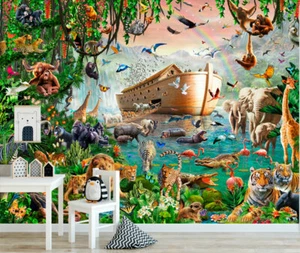 Noah's Ark Jumbo Wall Mural Kid Room Paper Baby Art Nursery Decor Decal DIY AM19 - Picture 1 of 7