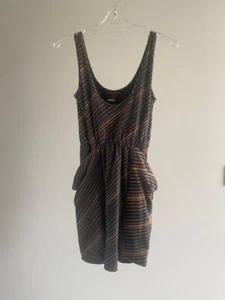 Vintage Y2K 2000s Maurie & Eve Platinum Striped Dress Size 0 - Picture 1 of 6