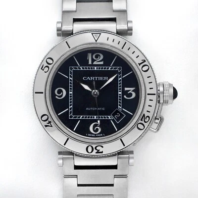 Reloj Cartier Pasha Seatimer 2790 automático 40 mm SS función de fecha esfera negra de buceo Foto 1 de 4
