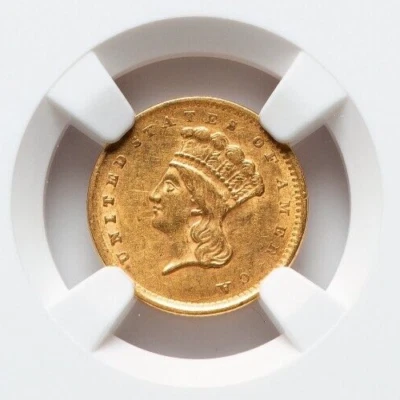 Oro 1856 $1 NGC AU-55 inclinado 5 NGC Foto 1 de 4