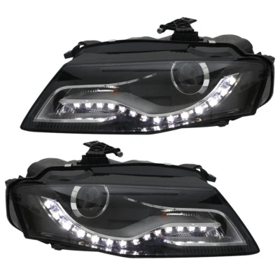 Scheinwerfer Set DRL LED Tagfahrlicht für Audi A4 B8 8K Bj. 2008-2011 Schwarz - Bild 1 von 4