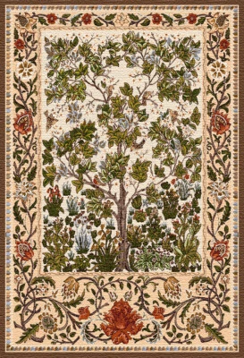 Tree of Life William Morris Beige Ornament Mille Fleur Wall Tapestry 28"x42" - Image 1 of 4