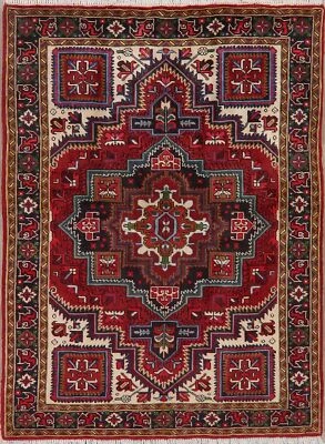 New Geometric Heriz Serapi Area Rug Wool Hand-Knotted Traditional Carpet 5'x7' - Image 1 of 4