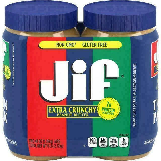 Jif Extra Crunchy Peanut Butter - 48oz, Pack of 2