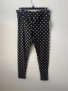 Time and Tru Women Hight rise TT knit balck white polka dot Leggings M(8-10) - Picture 1 of 2