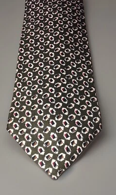 Christian Dior Vintage Woven Abstract Diamond Print Neck Tie Olive 54” L 4” W - Image 1 of 4