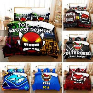 Geometry Dash Bedding Set Pillowcase Game Duvet Cover Bedclothes Quilt Cover - Picture 1 of 40