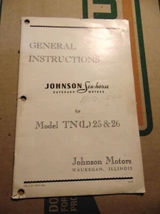 Vintage Original OMC Johnson Sea-Horse Instructions for TN(L), 25, 26 Outboards - Bild 1 von 10