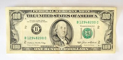 1985 $100 One Hundred Dollar Bill, Federal Reserve Note Serial # B12948200C - Image 1 of 2