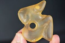 Unique Chinese Yellow Crystal Carved Hongshan Sun God Pendant A5