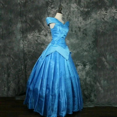 Vestido de baile Bela Adormecida princesa adulta Aurora azul feito sob medida - Imagem 1 de 4