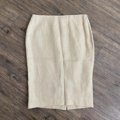 Ralph Lauren Purple Label Gold Metallic Linen Silk Pencil Skirt Size 4 HTF $2500 - Изображение 1 из 4