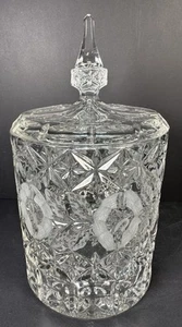 Schwere Kristall Diamantschliff Keksdose mit Deckel ~10,5” hoch 5,75” breit Vintage - Bild 1 von 8