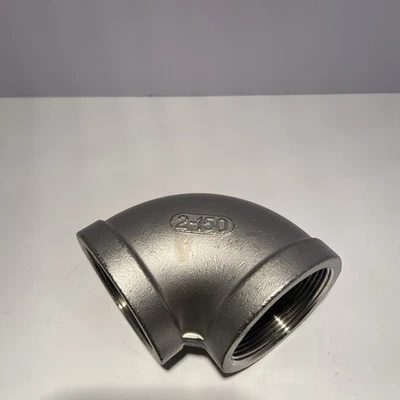 90-DEGREE ELBOW 2" Class 150 Cast 304 Stainless Steel Threaded Pipe Fitting - Image 1 of 4