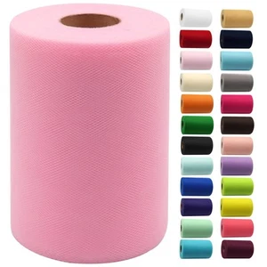 Pink Tulle Fabric Roll 6 Inch x 100 Yards Ribbon DIY Tutu Wedding Craft - Picture 1 of 8