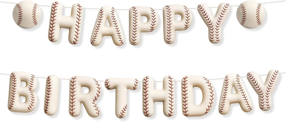 Banner de Cumpleaños Deportivo, Tema Deportivo 3D Feliz Cumpleaños Banner Decoración Divertido Balón Foto 1 de 4