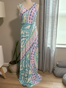 Maxi Vestido Lilly Pulitzer Sin Mangas Cuello en V (64 pulgadas de largo) Talla Mediana Elastizado - Imagen 1 de 7