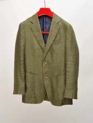 Suitsupply "Havana HL Int" Olive Green 100% Linen EU 46R UK,US 36R 2Btn Blazer - Image 1 of 4