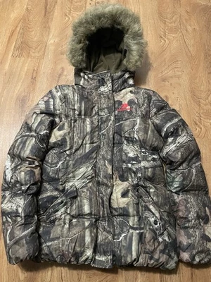 Mossy Oak Break-Up Infinity Medium Camo Coat Jacket Full Zip Hooded Fleece Lined - Image 1 of 2
