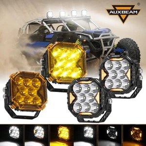 4x AUXBEAM 4" Spot Beam LED Pods Lights & Amber Covers White DRL for Polaris RZR - Picture 1 of 12
