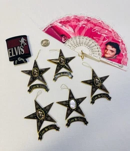 Elvis Presley Lot Magnetic Hanging Star Christmas 5 Ornaments 6" Fan Koozie Coin - Picture 1 of 12