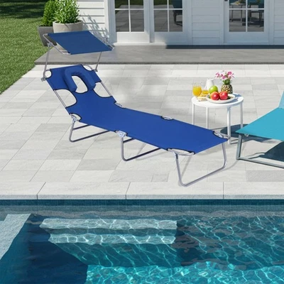 Folding Sun Lounger Canopy Patio Day Bed sunbed - image 1 of 4